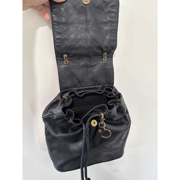 Frye Black Leather Backpack Gold Hardware main image 5